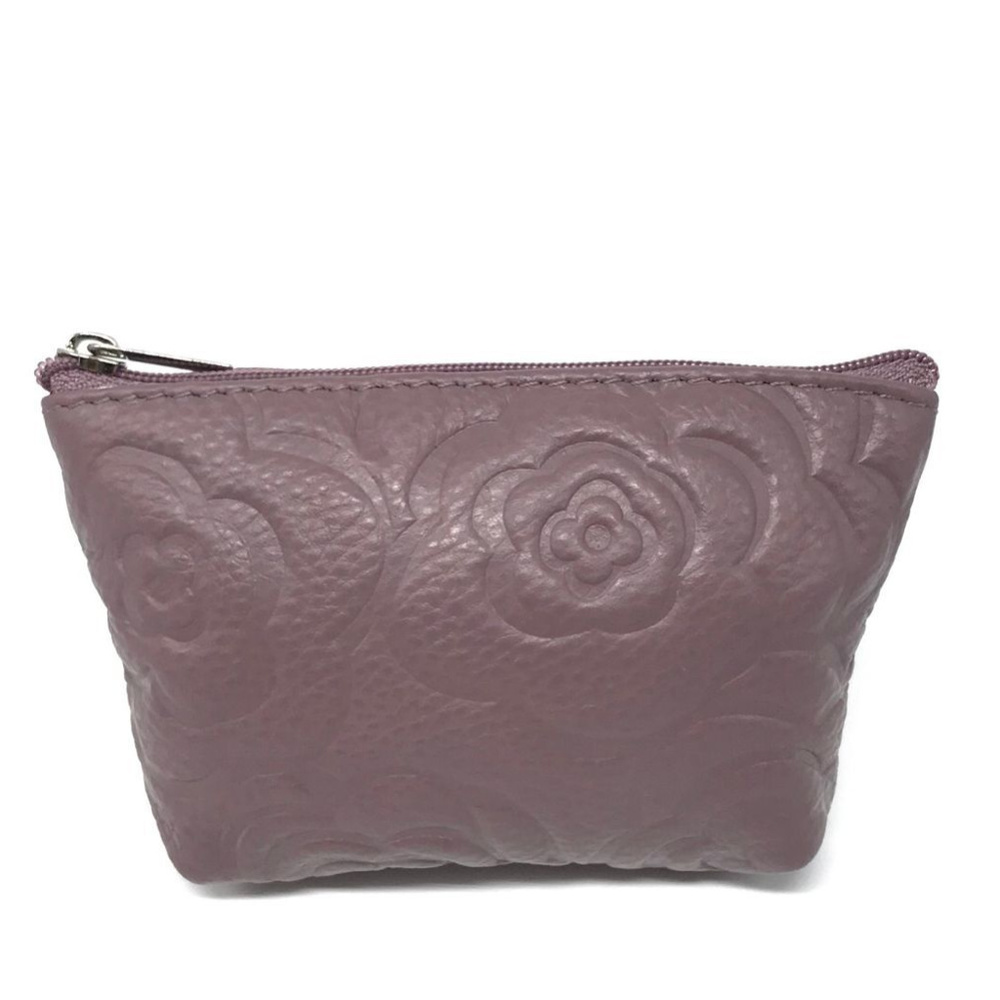Leather Zip Coin Purse with Key-Ring - Thistle - Picture 2 of 6